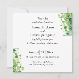 Invitación de boda de hoja verde elegante