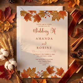 Invitación de boda de hojas de arce de otoño elega