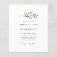 invitación de boda de hojas de oliva con ramas de