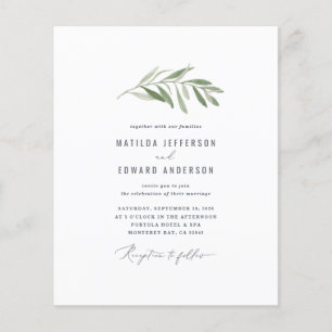 invitación de boda de hojas de oliva con ramas de