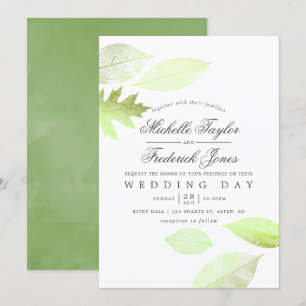 Invitación de boda de hojas de otoño con acuarela
