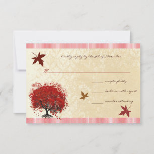Invitación de Boda de Hojas de Otoño de Corazón Ro