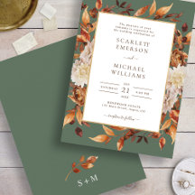 Invitación de boda de hojas de otoño elegante