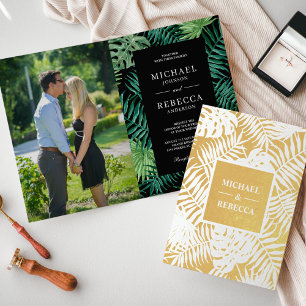 Invitación de Boda de Hojas de Palma Verde Negro O