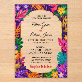 Invitación de boda de hojas tropicales