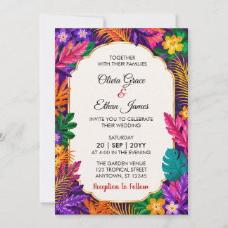 Invitación de Boda de Hojas Tropicales