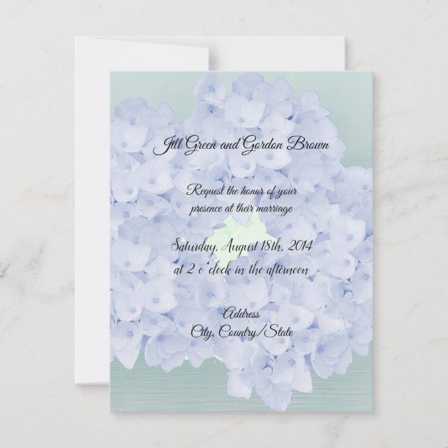 Invitación de boda de Hortensia apenas azul (Anverso)