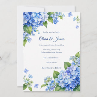 Invitación de boda de Hortensia Azul