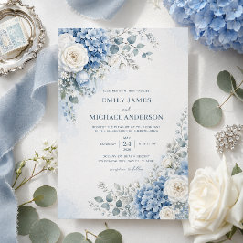 Invitación de boda de Hortensia Azul