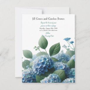 Invitación de boda de Hortensia Azul Delicada