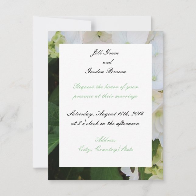 Invitación de boda de Hortensia Blanca (Anverso)