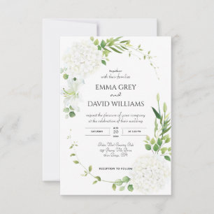 Invitación de boda de hortensia blanca rústica