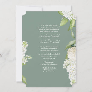 Invitación de Boda de Hortensia Blanca y Salvia Os