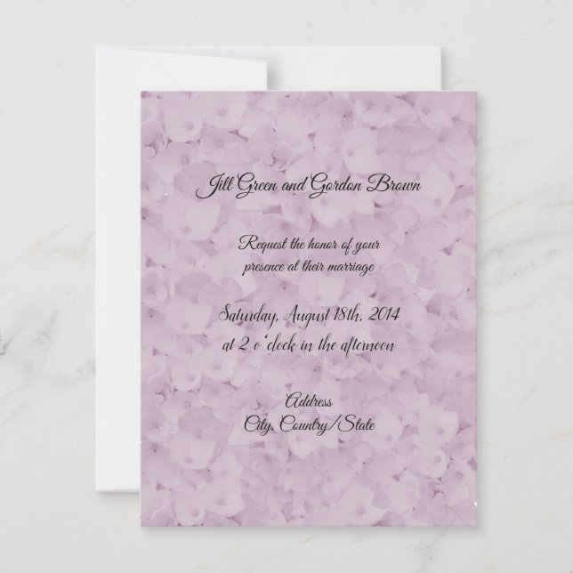 Invitación de boda de hortensia rosa rubor monocro (Anverso)