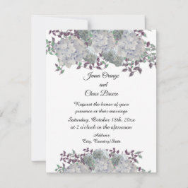 Invitación de boda de hortensias azul pálido rústi
