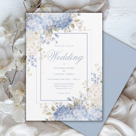Invitación de boda de Hortensias azules y blancas