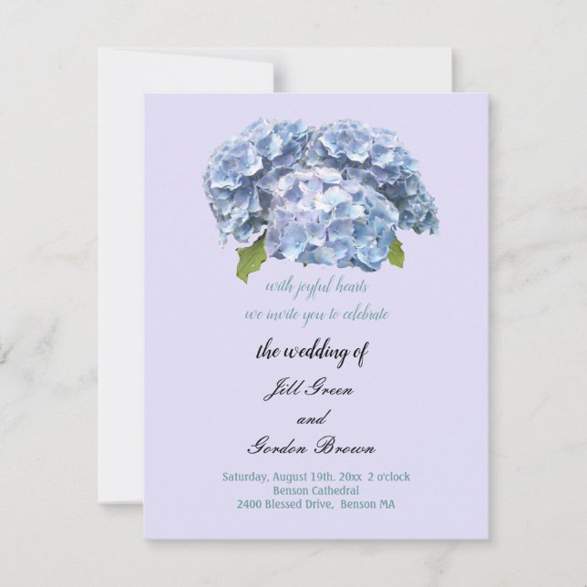 Invitación de boda de hortensias elegante (Anverso)