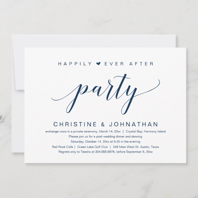 Invitación de Boda de Huida de Fiesta Después de F (Anverso)