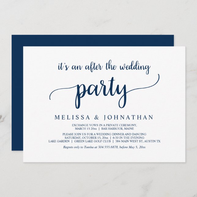 Invitación de Boda de Huida de Fiesta Felices para (Anverso / Reverso)