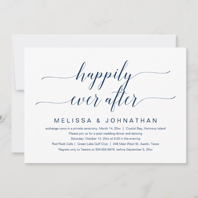 Invitación de Boda de Huida de la Fiesta Después d (Anverso)