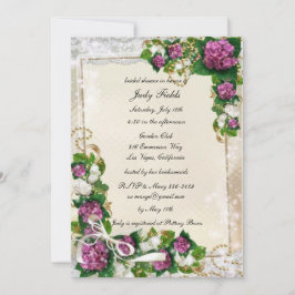 Invitación de boda de Hydrangea Púrpura y Encaje