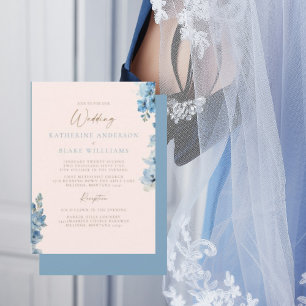 Invitación de boda de iglesia elegante con rosa y 