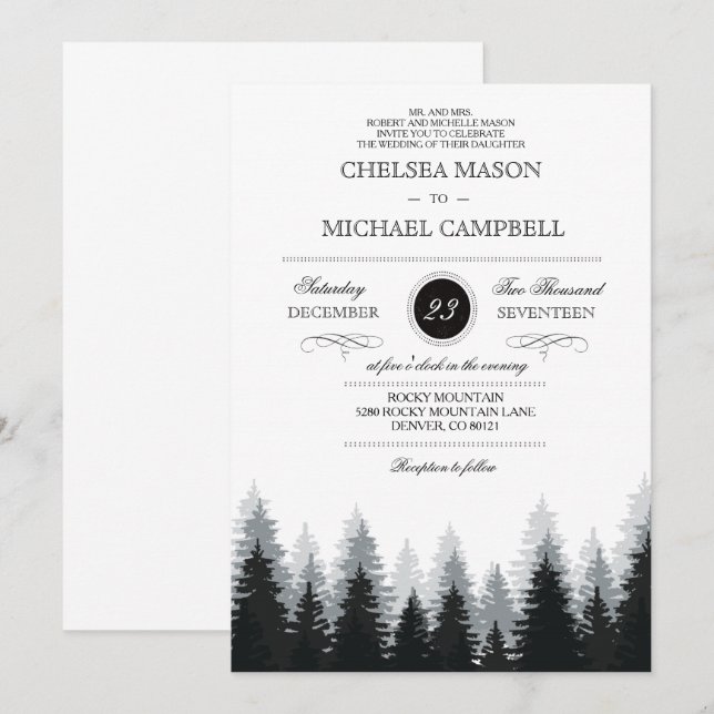 Invitación de boda de invierno (Anverso / Reverso)