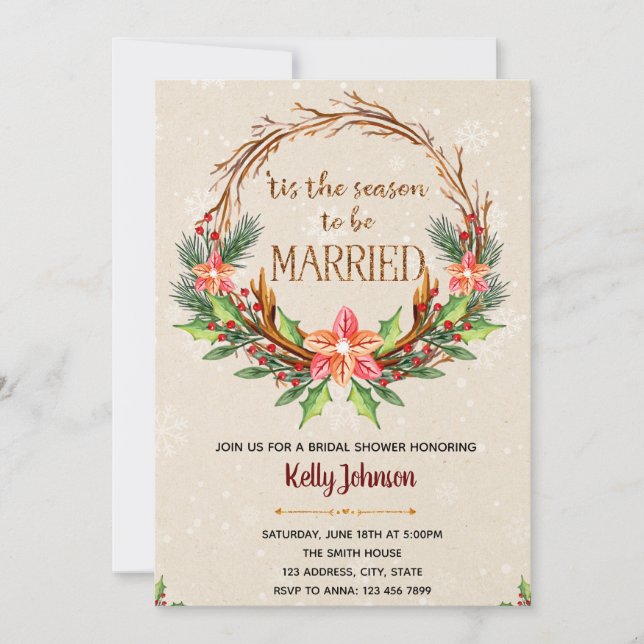 invitación de boda de invierno (Anverso)