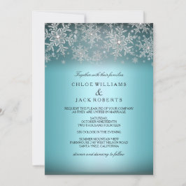 Invitación de boda de invierno azul copo de nieve 