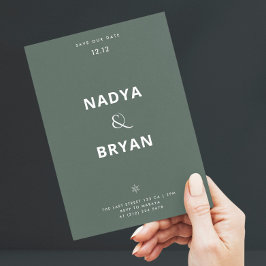 Invitación de boda de invierno con código QR verde