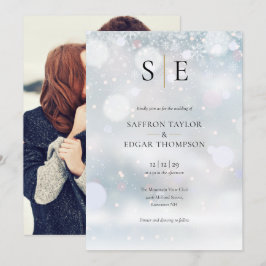 Invitación de Boda de Invierno con Foto y Monogram
