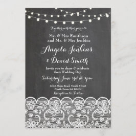 Invitación de boda de invierno con luces de pizarr