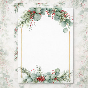 Invitación de boda de invierno con marco dorado