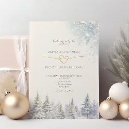 Invitación de boda de invierno con pinos