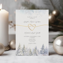 Invitación de Boda de Invierno con Pinos