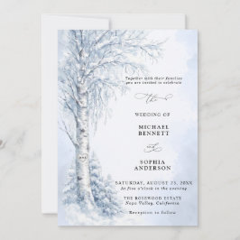 Invitación de boda de invierno de abedul congelado