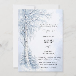 Invitación de boda de invierno de abedul congelado