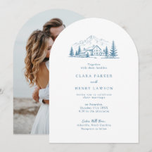 Invitación de boda de invierno de pino de montaña 