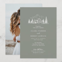 Invitación de boda de invierno de pino verde bosqu