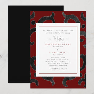 Invitación de boda de invierno elegante en negro y