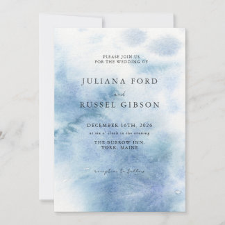 Invitación de boda de invierno en acuarela azul po