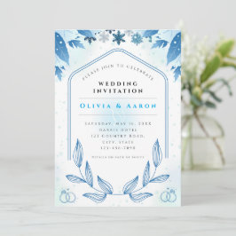 Invitación de boda de invierno en azul polvoriento