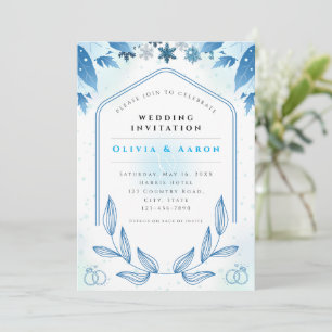 Invitación de boda de invierno en azul polvoriento