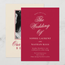Invitación de boda de invierno en rojo arándano pa