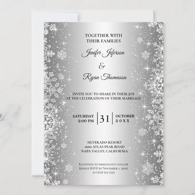 Invitación de boda de invierno linda (Anverso)