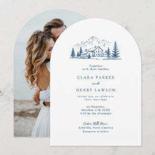 Invitación de boda de invierno naval arqueada