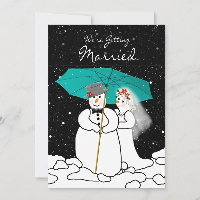 INVITACIÓN DE BODA DE INVIERNO - PAREJA SNOWMAN (Anverso)