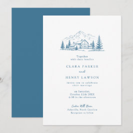 Invitación de boda de invierno polvorienta azul de