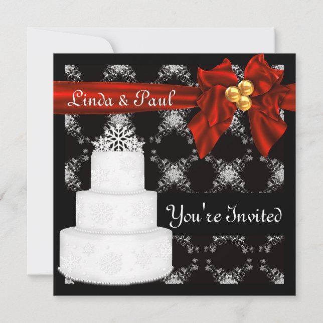 Invitación de boda de invierno popular con copos d (Anverso)