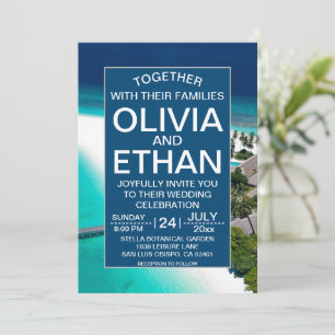 Invitación de boda de isla junto al mar de la mari